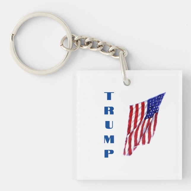 Donald Trump American Flag Pop Art  Keychain (Front)