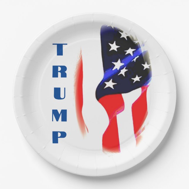Donald Trump American Flag Pop Art  Paper Plates (Front)