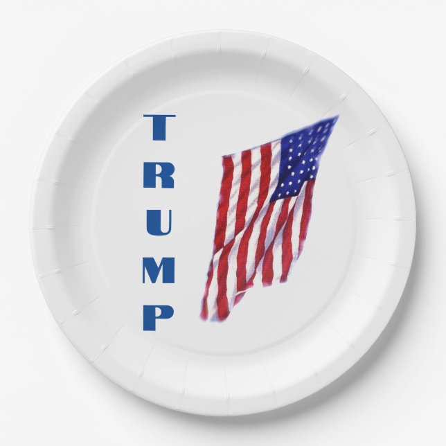 Donald Trump American Flag Pop Art  Paper Plates (Front)