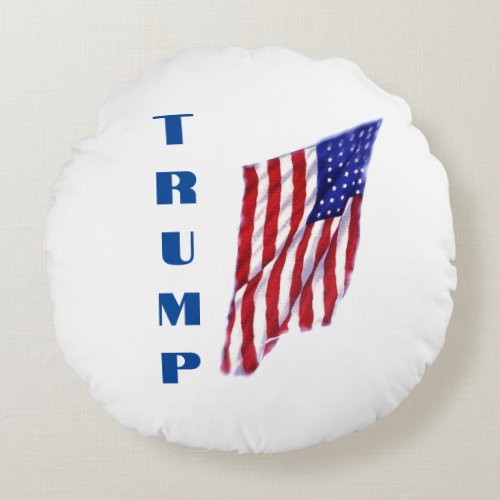 Donald Trump American Flag Pop Art  Round Pillow