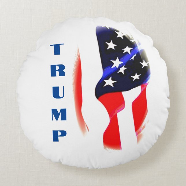 Donald Trump American Flag Pop Art  Round Pillow (Front)
