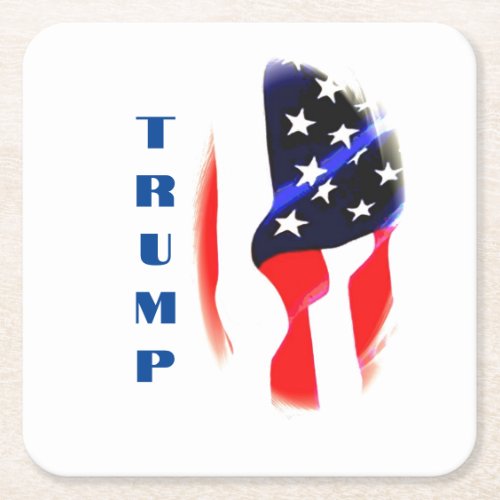 Donald Trump American Flag Pop Art  Square Paper Coaster