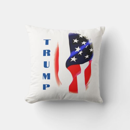 Donald Trump American Flag Pop Art  Throw Pillow