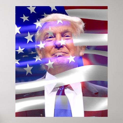 Donald Trump American Flag Poster