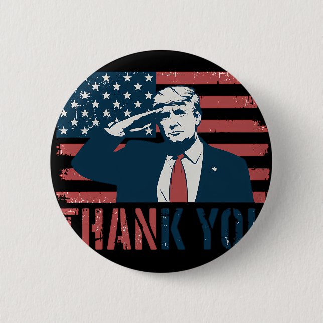 Donald Trump American Flag President Thank You Button (Front)