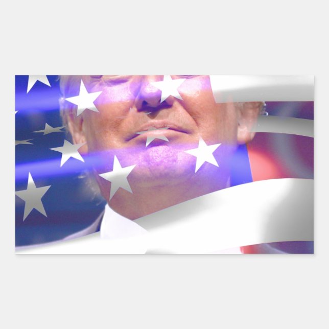 donald trump american flag rectangular sticker (Front)