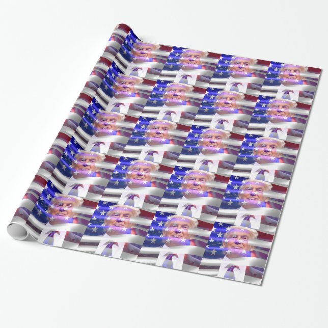 donald trump american flag wrapping paper (Unrolled)