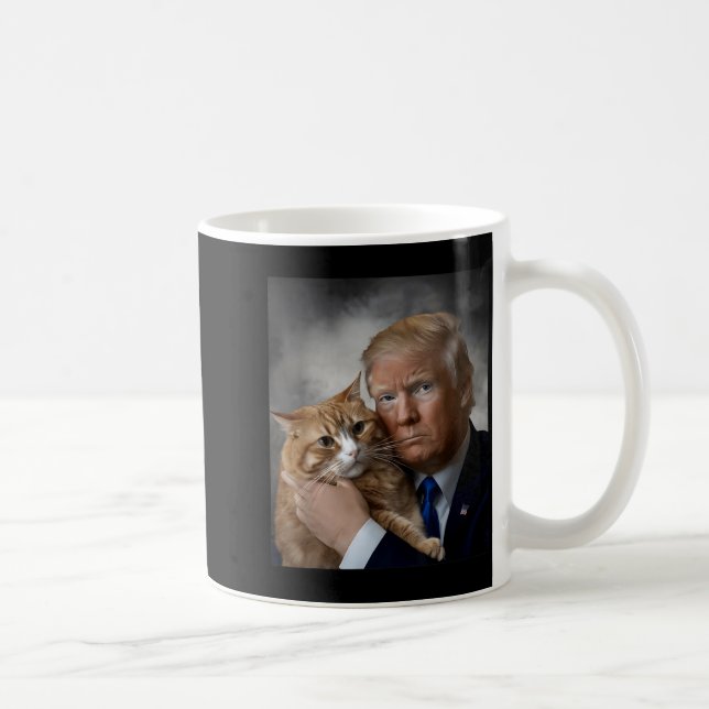 Donald Trump And Cat Funny Trump And Cat, Litical  Coffee Mug (Right)