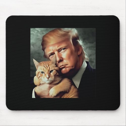 Donald Trump And Cat Funny Trump And Cat  Mouse Pad