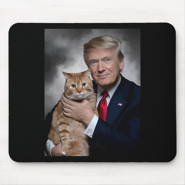 Donald Trump And Cat Funny Trump And Cat  Mouse Pad (Front)