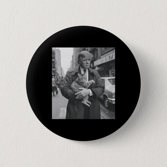 Donald Trump And Cat In Nyc  Button (Front)