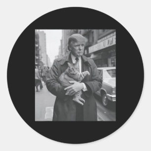 Donald Trump And Cat In Nyc Classic Round Sticker