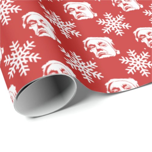 Donald Trump and Snowflakes Christmas Pattern Wrapping Paper