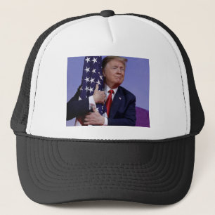 Donald Trump and the US Flag Trucker Hat