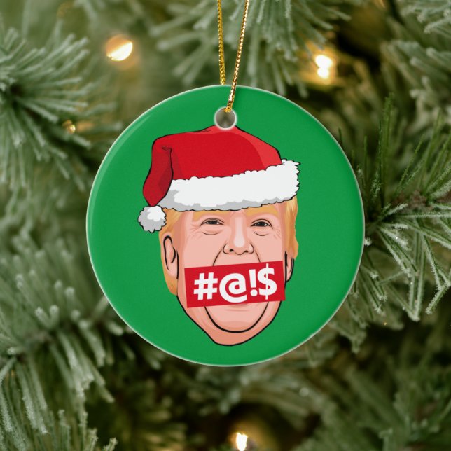DONALD TRUMP Angry Christmas Ceramic Ornament (Tree)