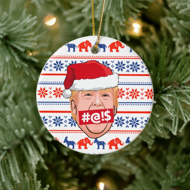 DONALD TRUMP Angry Christmas Ceramic Ornament (Tree)