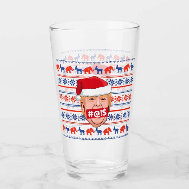 DONALD TRUMP Angry Christmas Glass (Front)