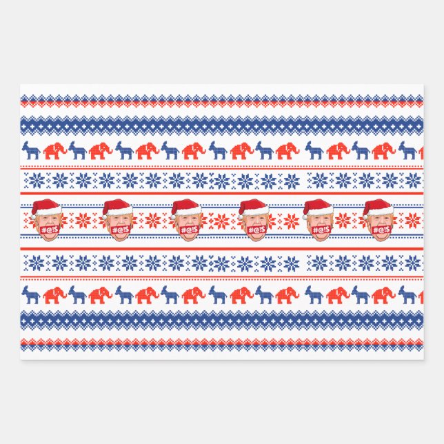 DONALD TRUMP Angry Christmas Wrapping Paper Sheets (Front)