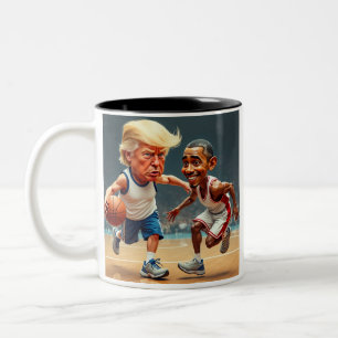 Donald Trump Barack Obama Two-Tone Coffee Mug