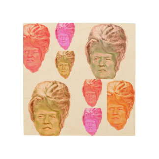 Donald Trump Beehive Wig Print on Birch Wood