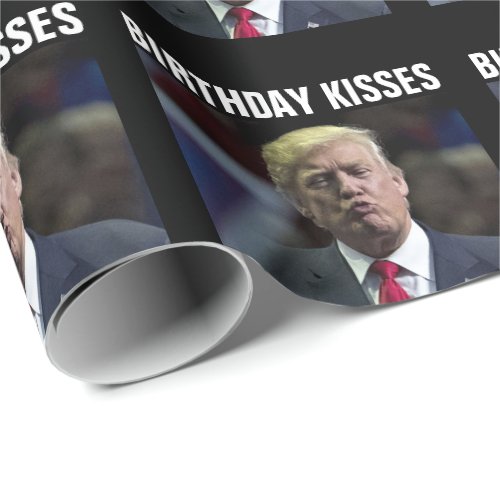 DONALD TRUMP BIRTHDAY KISS WRAPPING PAPER
