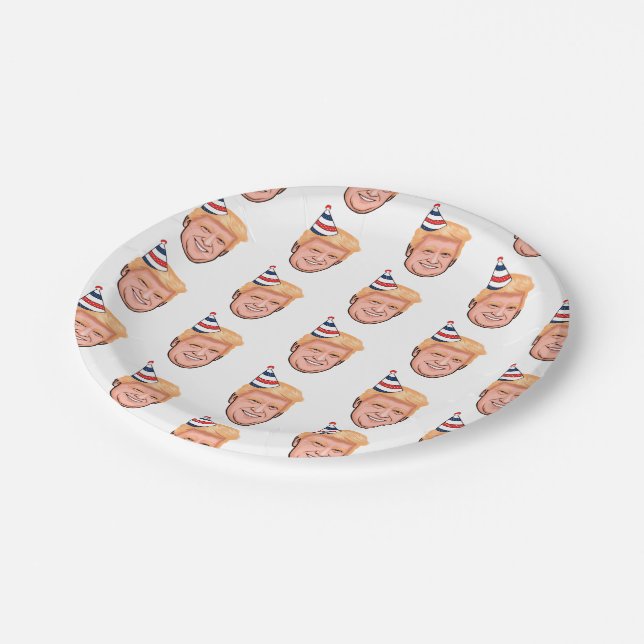DONALD TRUMP BIRTHDAY PAPER PLATES (Angled)