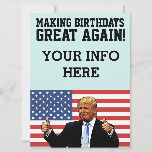 DONALD TRUMP BIRTHDAY PARTY CUSTOM INVITATIONS (Front)