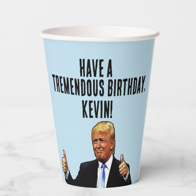 DONALD TRUMP birthday PARTY custom paper cups (Front)