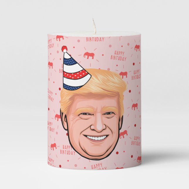DONALD TRUMP BIRTHDAY PILLAR CANDLE (Front)