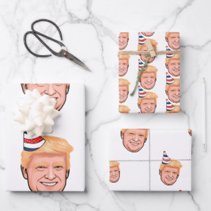 DONALD TRUMP BIRTHDAY WRAPPING PAPER SHEETS