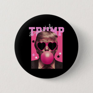 Donald Trump Blowing Bubble Gum Pink Sungles Trump Button