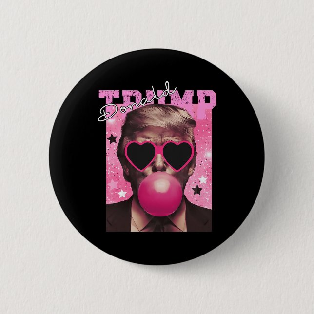 Donald Trump Bubble Gum Pink Sungles  Button (Front)
