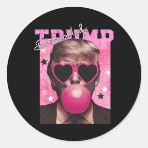 Donald Trump Bubble Gum Pink Sungles Classic Round Sticker