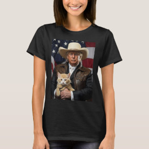 Donald Trump Cat Shirt Cowboy American Flag Funny