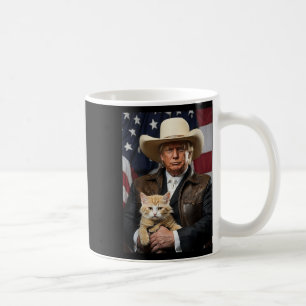 Donald Trump Cat Shirt Cowboy American Flag Funny Coffee Mug