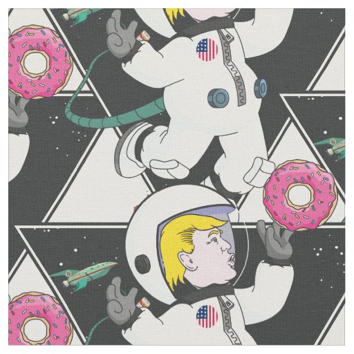 Donald Trump catches donut. Space. Funny Fabric