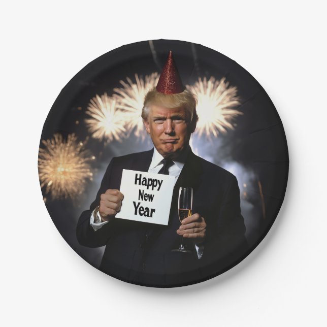 Donald Trump Celebrates New Year’s in Style Paper Plates (Front)