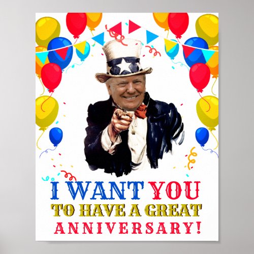 Donald Trump Celebration Balloons Birthday Poster