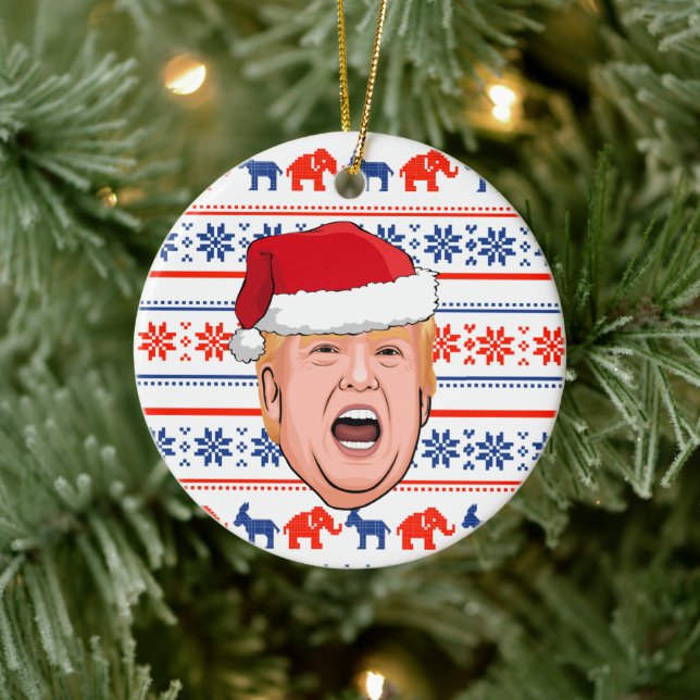 DONALD TRUMP Christmas Ceramic Ornament (Tree)