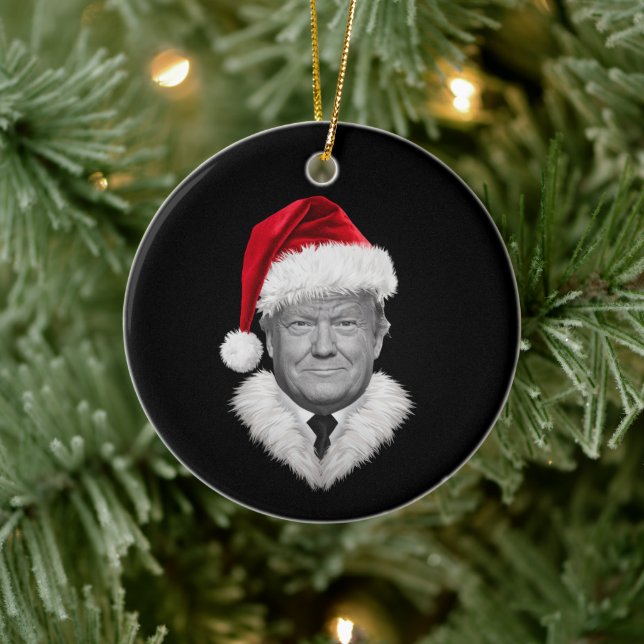 Donald Trump Christmas Funny Santa Hat Gift  Ceramic Ornament (Tree)
