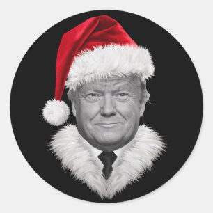 Donald Trump Christmas Funny Santa Hat Gift  Classic Round Sticker