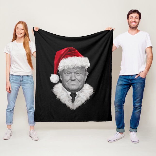 Donald Trump Christmas Funny Santa Hat Gift  Fleece Blanket (In Situ)