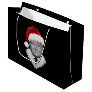 Donald Trump Christmas Funny Santa Hat Gift  Large Gift Bag