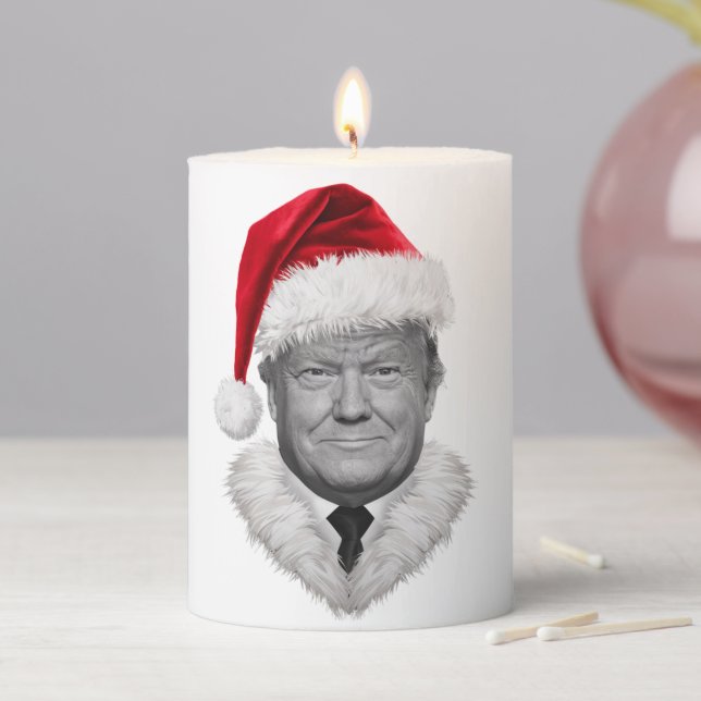 Donald Trump Christmas Funny Santa Hat Gift  Pillar Candle (In Situ)