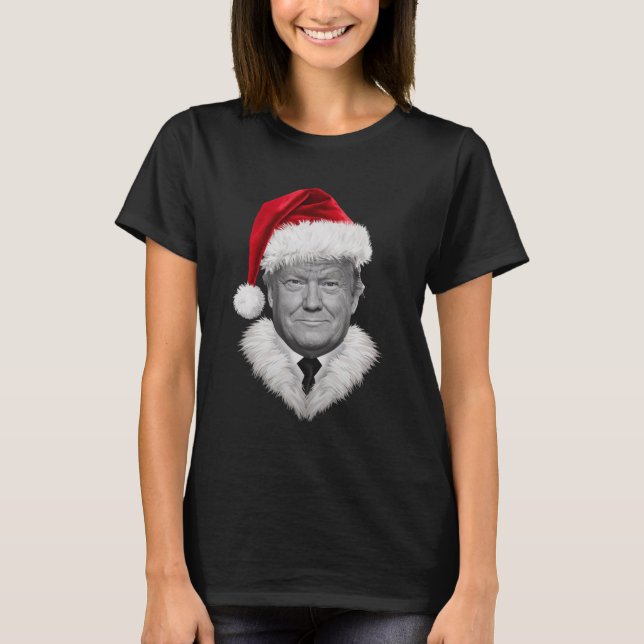 Donald Trump Christmas Funny Santa Hat Gift  T-Shirt (Front)