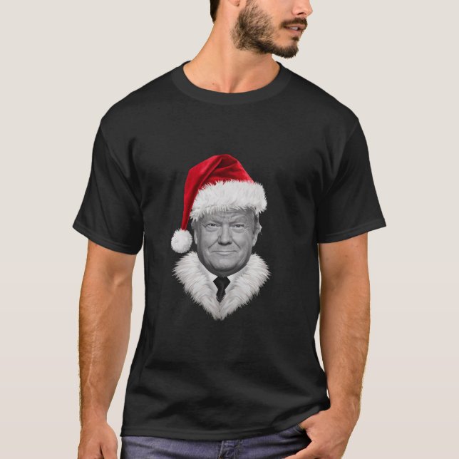 Donald Trump Christmas Funny Santa Hat Gift  T-Shirt (Front)