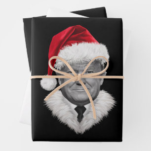 Donald Trump Christmas Funny Santa Hat Gift  Wrapping Paper Sheets
