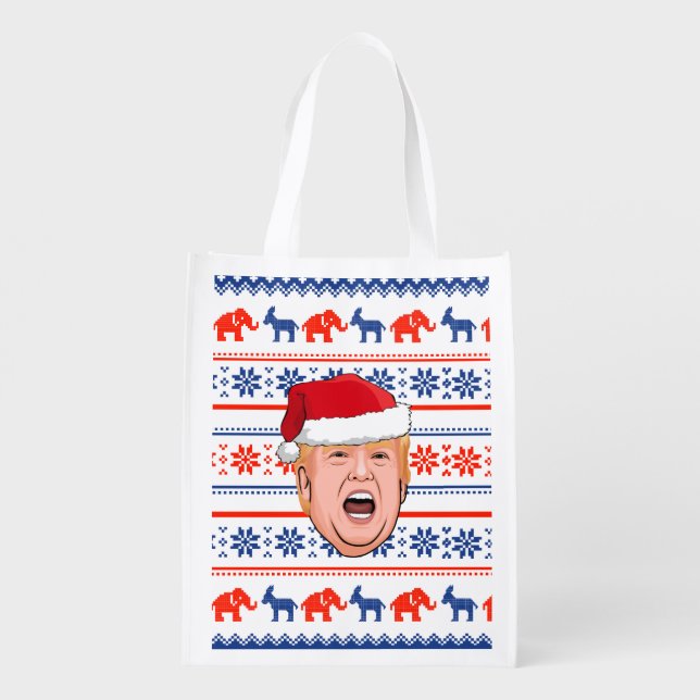 DONALD TRUMP Christmas Grocery Bag (Back)