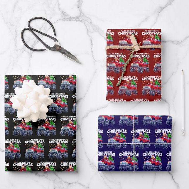 Donald Trump Christmas | I'll Be Home for Xmas Wrapping Paper Sheets (Front)