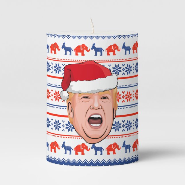 DONALD TRUMP Christmas Pillar Candle (Front)